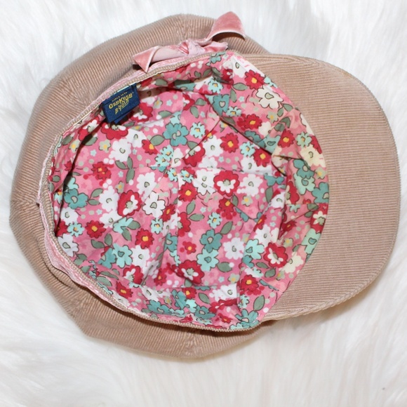 OshKosh B'gosh, Tan Corduroy Newsboy Cap with Pink Band hat - Picture 5 of 9